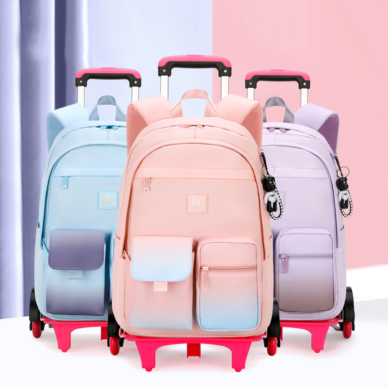 2022 peces naturales nueva mochila trolley estudiante de la escuela primaria grado 3-6 gran capacidad de reducción de carga de una sola pieza mochila de entrega