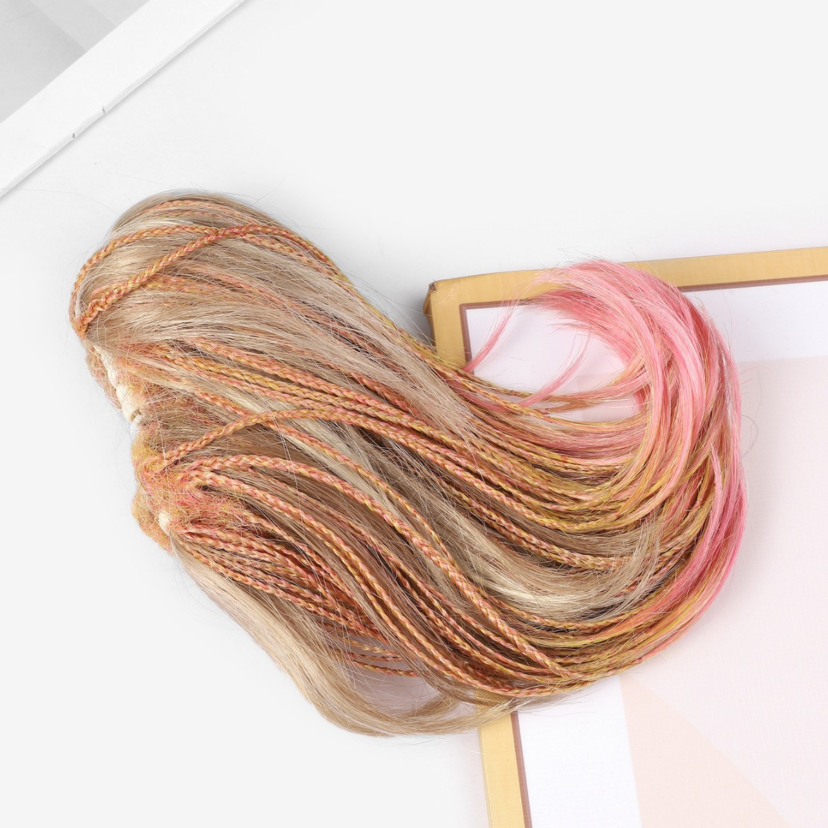 Gradiente de onda grande, color, cabello rizado, cola de caballo alta, peluca degradada, volumen de cabello