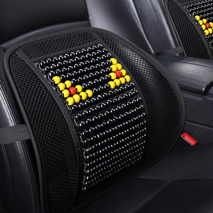 Летняя подушка для поясницы из деревянных бусин, ледяного шелка и стальной проволоки, дышащая, массажная, против сутулости, для офисного кресла