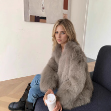 跨境外贸爆款时尚高级感慵懒风仿狐狸毛皮草外套防寒保暖减龄大衣