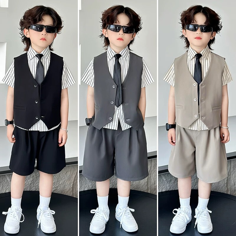 Kindergarten Host Formal Wear Boys' Suit Set Children's Day Piano Performance Outfit Boys' Birthday Suit Kindergarten Host Formal Wear Boys' Suit Set Children's Day Piano Performance Outfit Boys' Birthday Suit