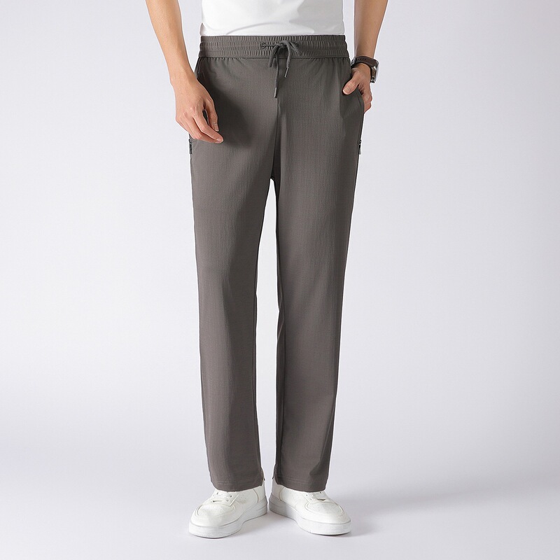 Summer Thin Men's Casual Trousers New Style Breathable Slim Straight Elastic Waistband Quick-Dry Comfortable Casual Pants Summer Thin Men's Casual Trousers New Style Breathable Slim Straight Elastic Waistband Quick-Dry Comfortable Casual Pants