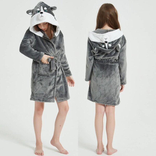 Rainbow children's flannel bathrobe