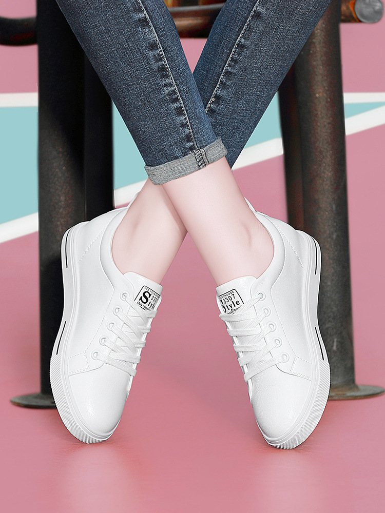 Giày sneaker nữ da bò mềm trắng đế bằng mỏng mới xuân hè 2024 — 58219 Màu Trắng Gót Cao 3cm Lưới Kiểu DH, 9271 trắng tím gót cao 2.2cm GQ, 58219m Màu Xám Chiều Cao Gót 3cm Lưới Kiểu DH, Chiều cao gót vàng trắng 9160 2.7cm GQ
