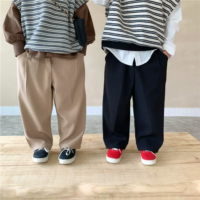 童裤2025春秋新款韩版儿童直筒西装裤男女童扫地西装长裤潮范