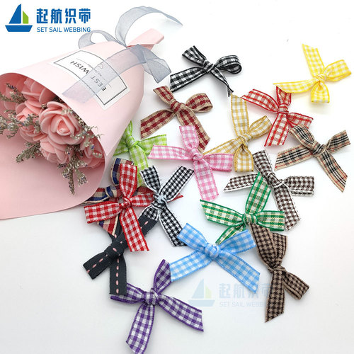 1cm plaid with bow clothing accessories bow children's skirt socks decorative plaid ribbon bow