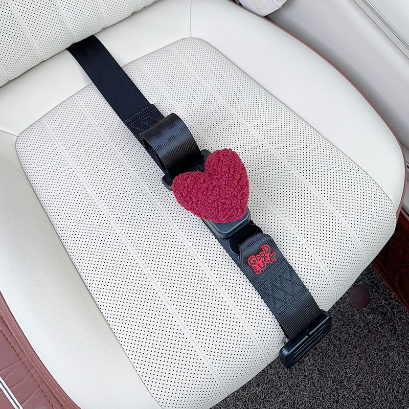 Car Safety Belt: Qìchē Car seat belt - three-point-anti-strangle-seatbelt-black-red-heart