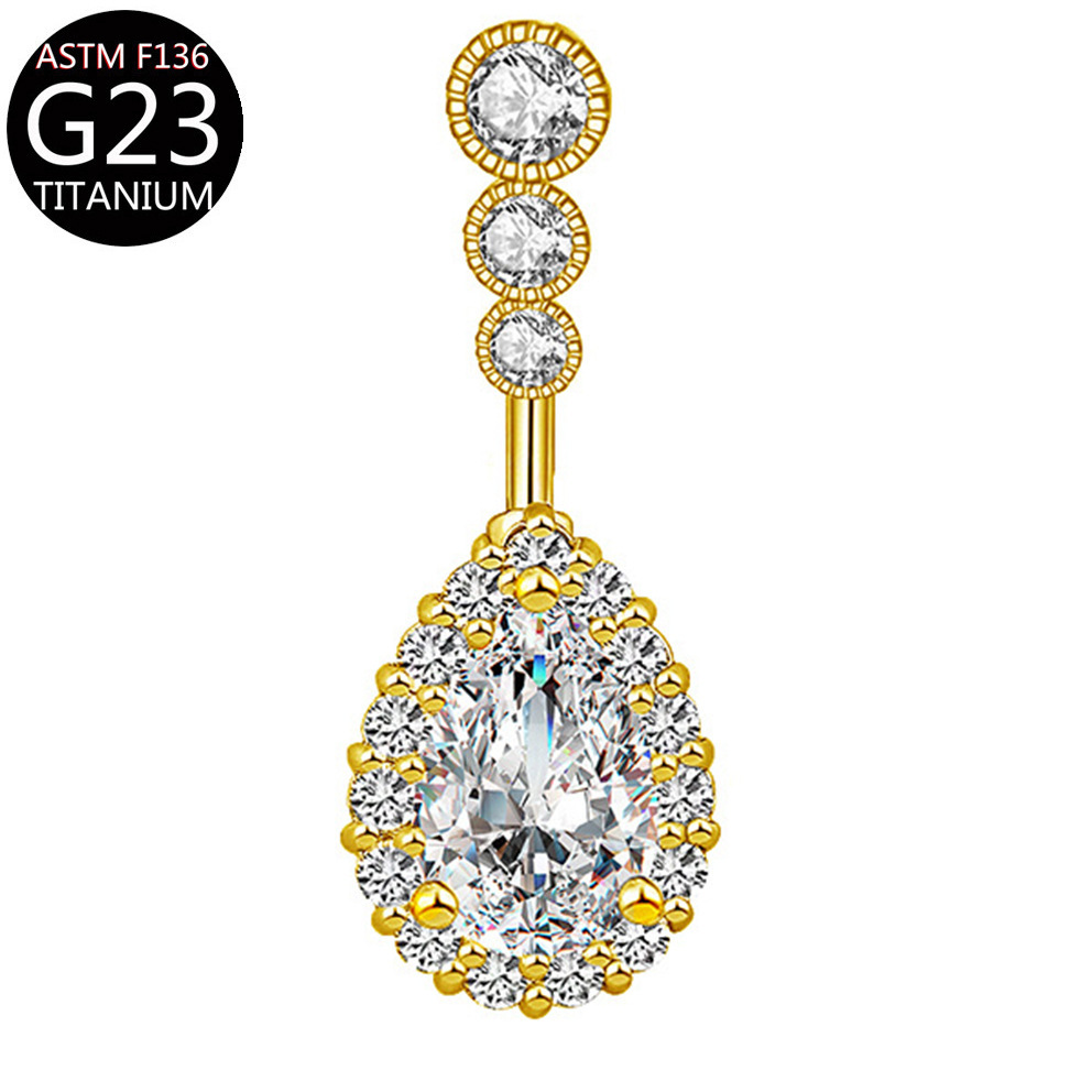 G23 へそリング愛の花蝶象嵌ジルコンへそリングヨーロッパとアメリカのクロスボーダー F136 ピアスジュエリー