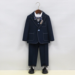 Fleece-lined children's suit boys' small suit suit children's photography piano host banquet performance dress foreign trade