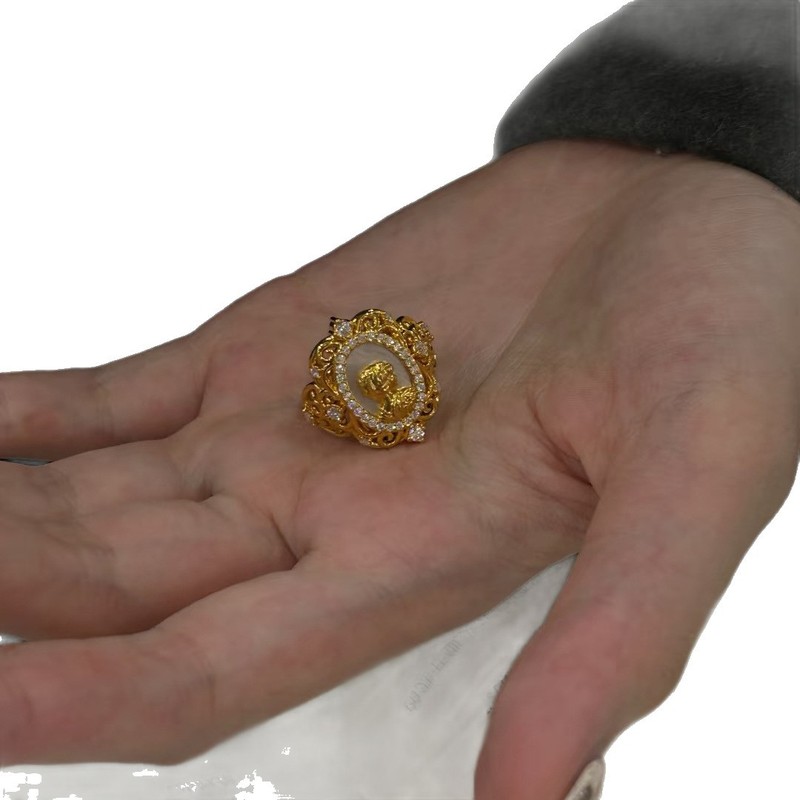 中古vintage宫廷风金色贝母浮雕戒指轻奢复古高级感开口设计指环|undefined