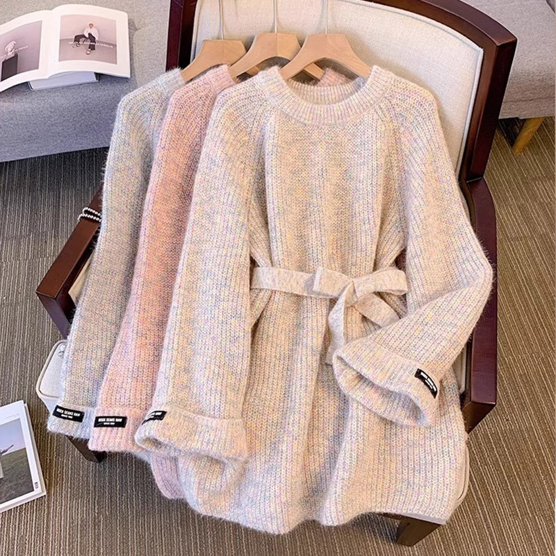 Plus Size High-End Soft and Waxy Lazy Sweater for Women Autumn and Winter 2025 New Fat Girl Loose Knitted Mid-Length Top