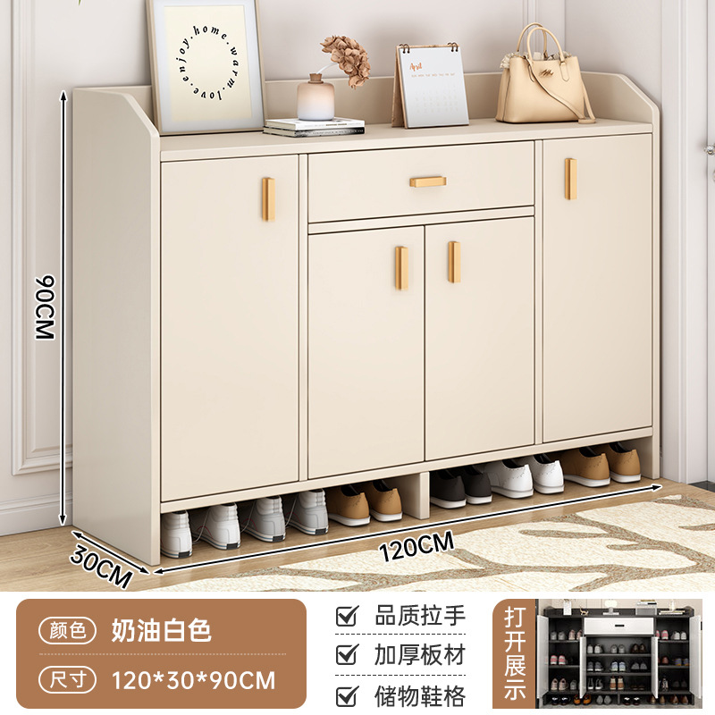 Pequeño gabinete de zapatos de viento crema nuevo tipo 2025 gabinete de almacenamiento de puerta doméstica integrado contra la pared pasillo interior rack de zapatos image 13