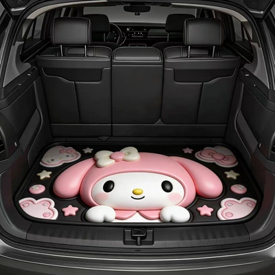 Avtomobil döşəmə paspasları: Cartoon Design, Dirt-Resistant, Wear-Resistant, Easy - 0320-cartoon-trunk-mat-6-flat-effect-not-3d-effect-75100cm-crystal-velvet-dot-plastic-bottom