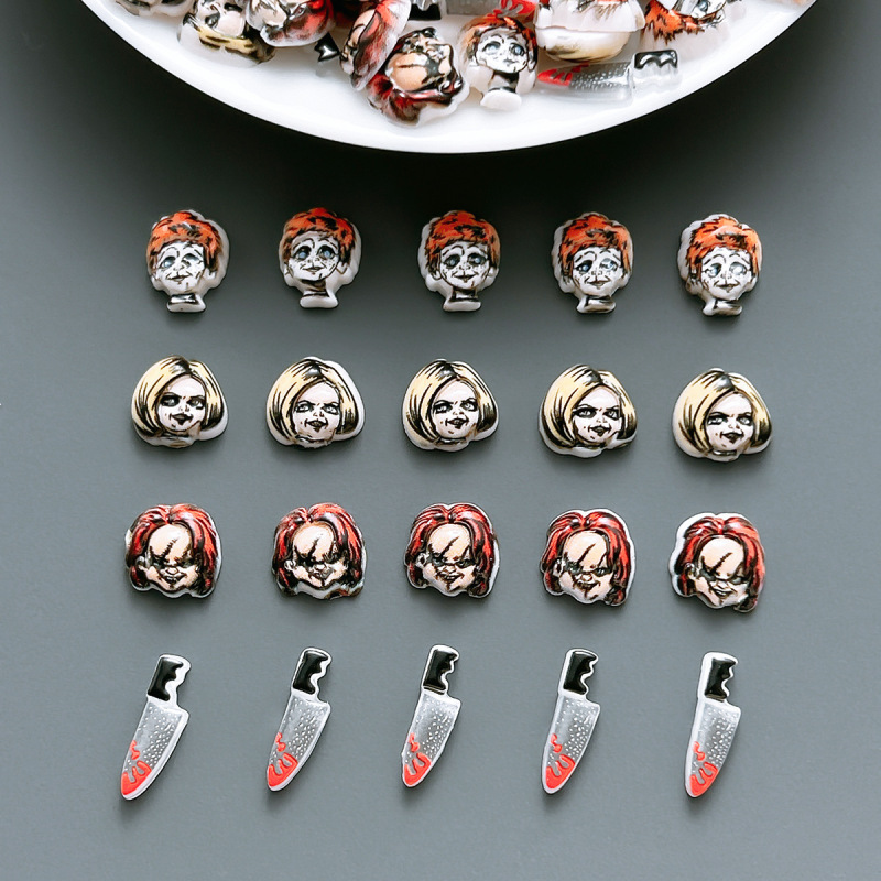 Cross-border popular ghost face mask, nail art accessories, Halloween funny clown doll, DIY phone case, nail accessories Cross-border popular ghost face mask, nail art accessories, Halloween funny clown doll, DIY phone case, nail accessories