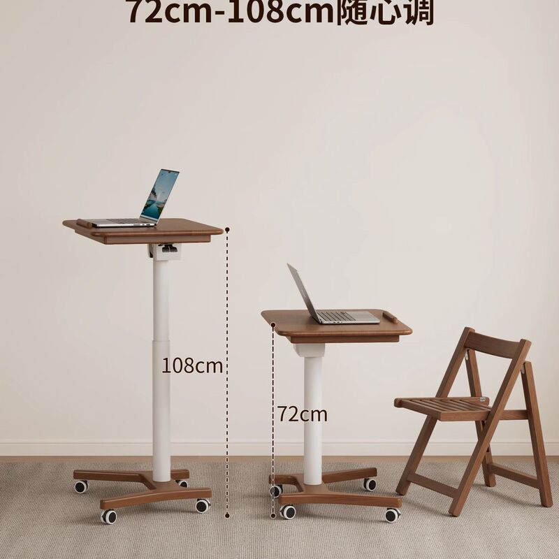 Solid Wood Folding Desk That Can Be Raised and Lowered, Movable Bedside Table for Small Apartments, Small Computer Desk for Home Use