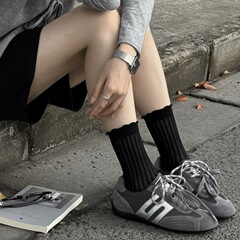 真皮复古德训鞋女2025新款方程式跑道赛车鞋薄底休闲运动鞋阿甘鞋