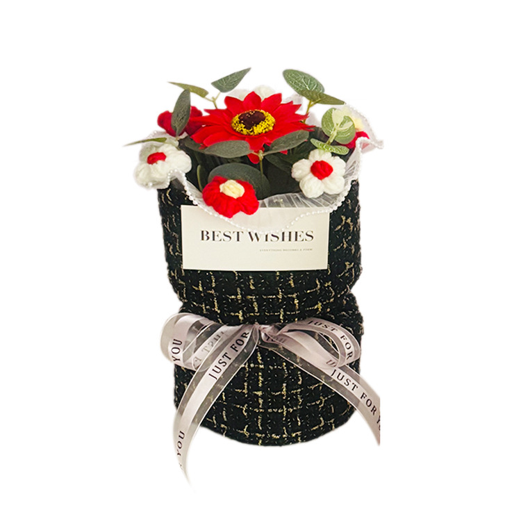 Ramo de hojaldre de flores de lana de punto de la temporada de graduación