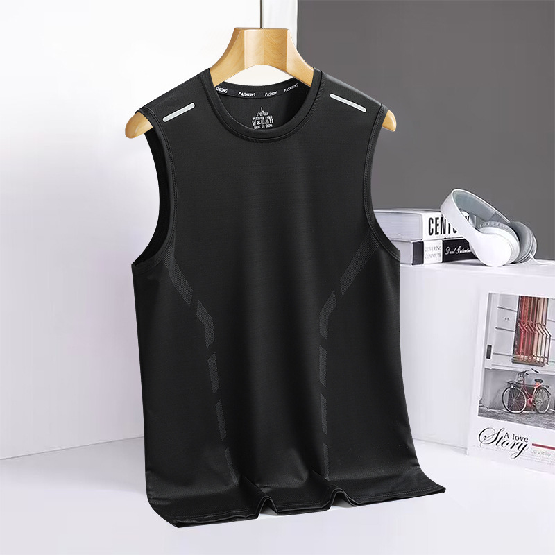 Chaleco Deportivo de Seda de Hielo para Hombre de Poliéster, Secado Rápido y Alta Elasticidad, para Ocio