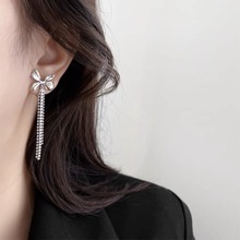 不对称蝴蝶珍珠长款流苏耳坠无耳洞蚊香盘耳夹气质时尚小众耳饰品