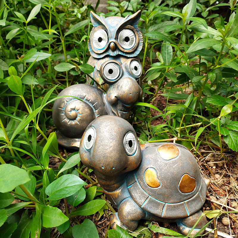 Lámpara solar decoración tortuga Caracol búho al aire libre jardín césped resina decoración paisaje escultura Decoración