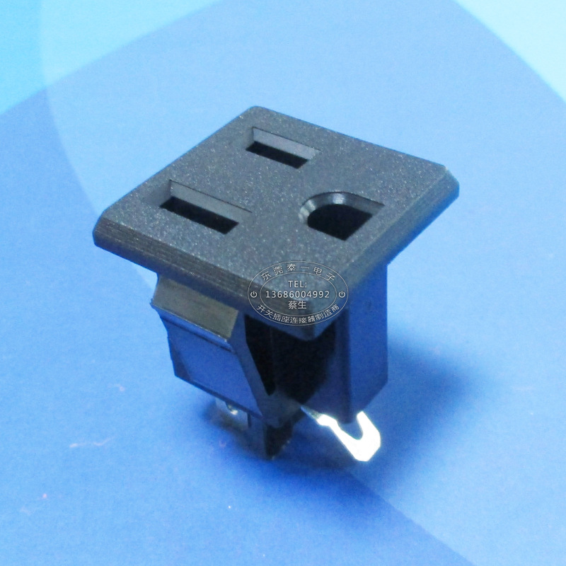 出口音箱三孔输入AC母插座27*27软卡2.0尾部4.8宽脚电源插座LH-M