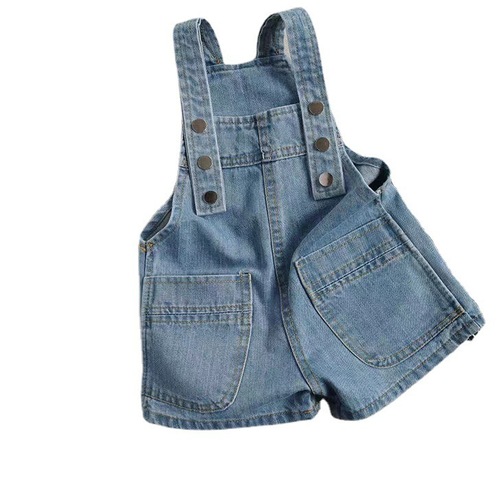 Spring and summer new style denim suspender shorts for boys and girls, versatile casual pants, handsome and trendyOverall