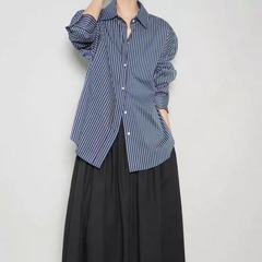 高智学姐 宽松条纹衬衫女高级感长袖衬衣休闲气质上衣
