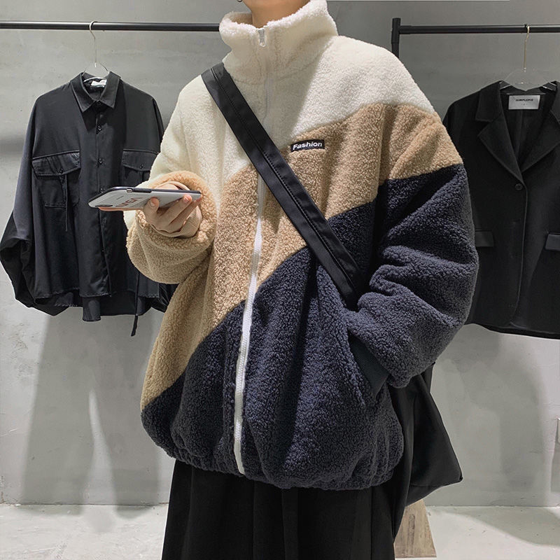 Primavera y otoño chaqueta de lana de cordero hombres de moda estilo coreano suelta estudiante ropa de trabajo Chaqueta de punto de los hombres de moda pareja ropa superior