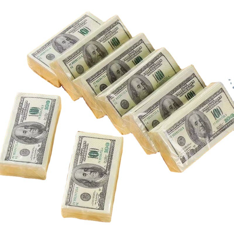 Искусственный доллар США печать ткани сырая древесная масса салфетка портативный носовой платок бумага американские деньги бумага для рисования рулонная бумага серия Доставка