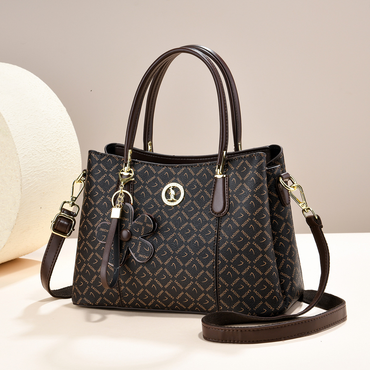 2026 nueva moda vieja flor bolso de mano mujer sensación de alto nivel retro color contraste bolso de hombro bolso de madres de mediana edad
