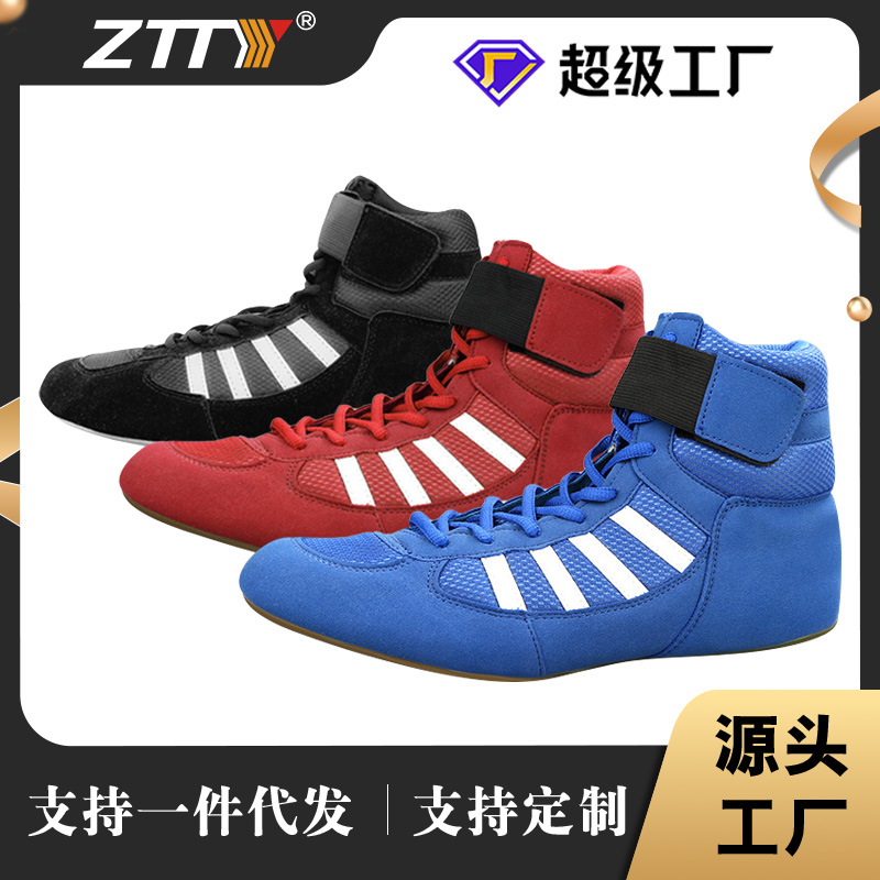 ZTTY zapatos de boxeo de los hombres y mujeres zapatos de lucha Sanda entrenamiento alto-top libre lucha Thai boxeo entrenamiento profesional zapatos de boxeo