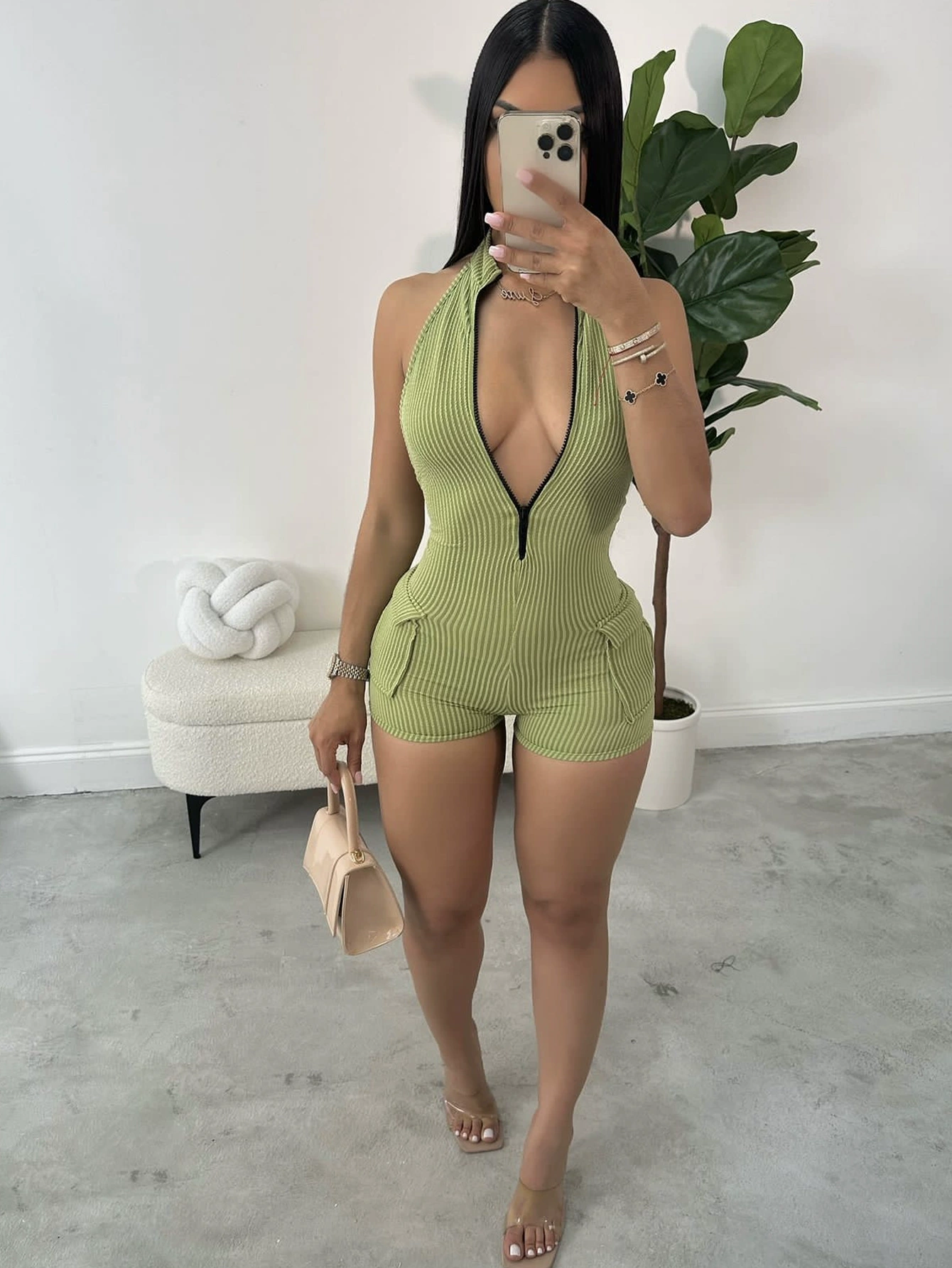 Летний сексуальный комбинезон-монок, цельнокроенный с молнией, бодид, европейский стиль, (跨-border торговля), облегчённый