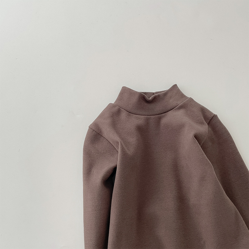 Camiseta de cuello medio elástica de 280 g para niños y niñas, estilo otoño 2026, talla 150-160