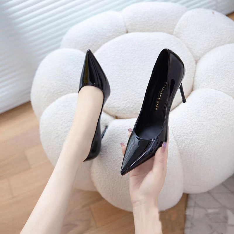 Brazed bird professional black OL work shoes versatile high heels 2022 new fashion pointed stiletto heel shoes for women