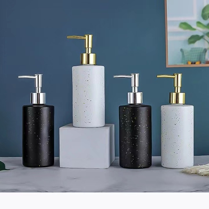 350ml oro imitación de vidrio cerámico prensado desinfectante de manos envasado artículos de higiene champú botella de gel de baño mayorista