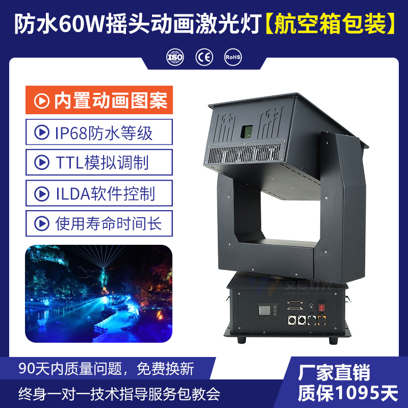 Wenjing luz láser de animación de sacudida de cabeza impermeable de alta potencia iluminación escénica al aire libre luz láser de techo al aire libre emblemática