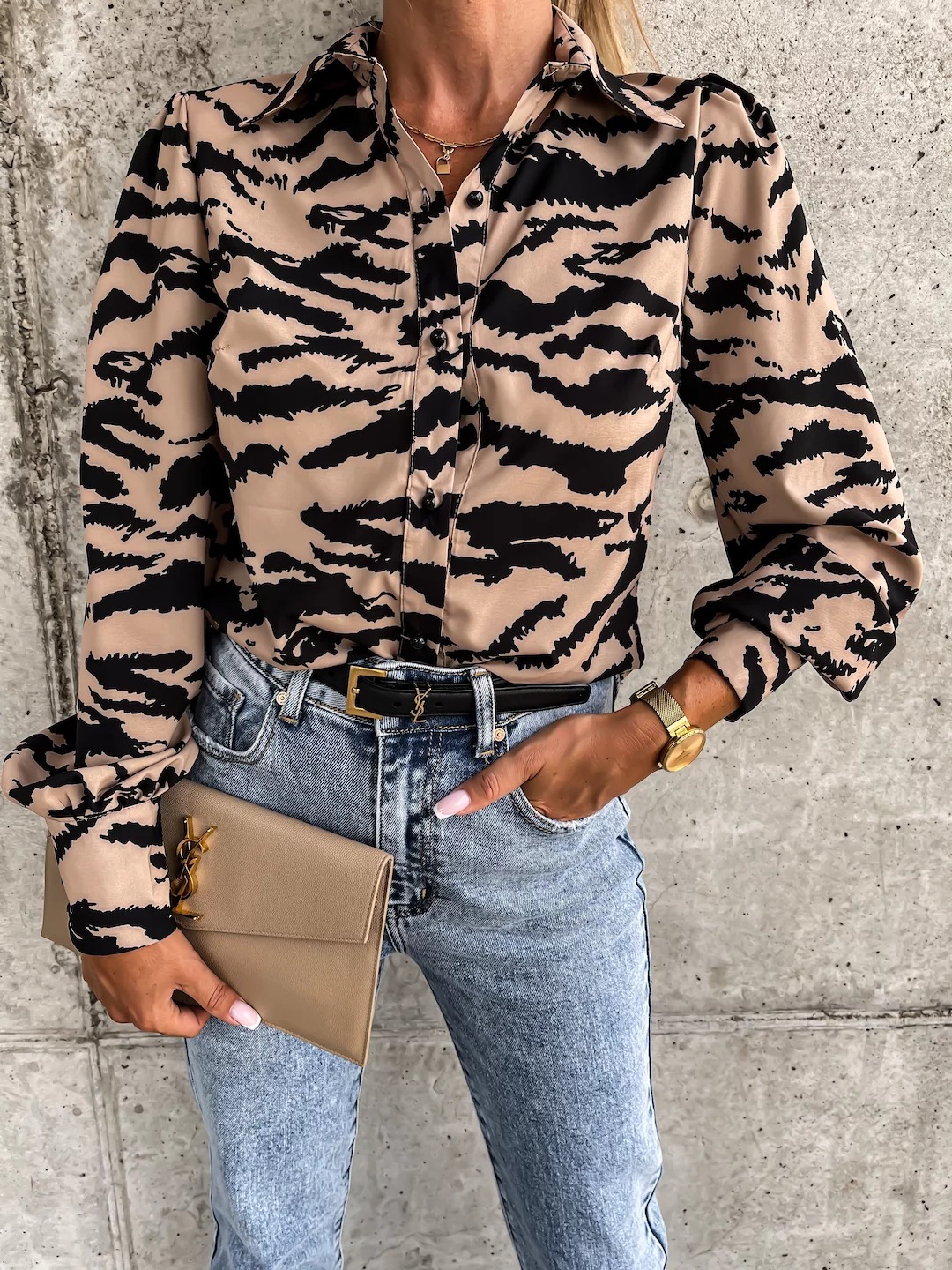 Women's Blouse Long Sleeve Blouses Printing Fashion Flower Leopard display picture 2