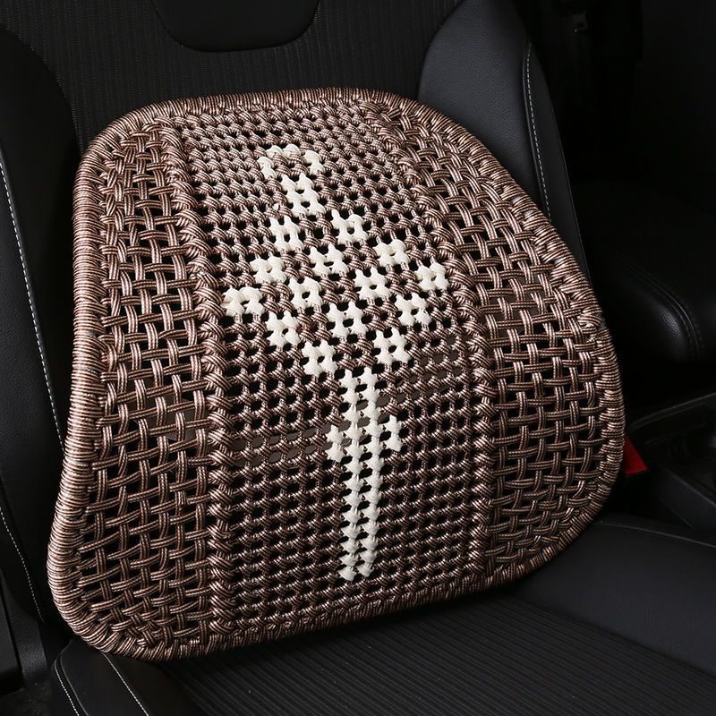 Hand-Woven Car Lumbar Support with Thickened Steel Tube Backrest, Non-Deformable Waist Protection Car Cushion, Backrest Cushion, Summer Hot-Selling Wholesale