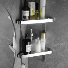 All-copper triangular basket with hook wall-mounted shower room corner basket wide edge triangular bathroom shelf storage