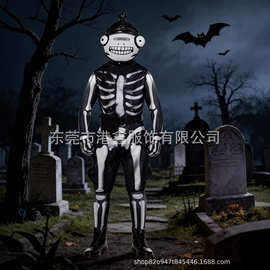 跨境万圣堡垒之夜骷髅骑兵Fortnite skull trooper cosplay连体紧