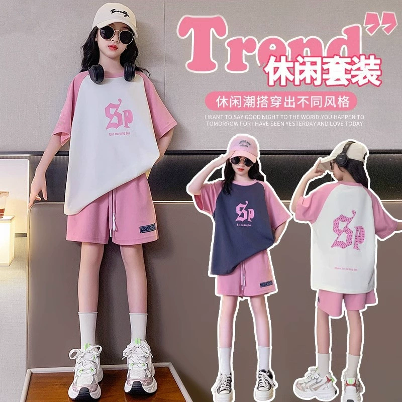 Summer sports suit, T-shirt with letters, trousers, set, 2023 collection, for teenagers