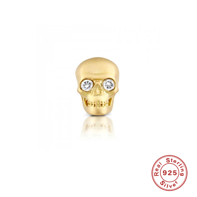 Fashion Skull Sterling Silver Inlay Zircon Ear Studs 1 Piece