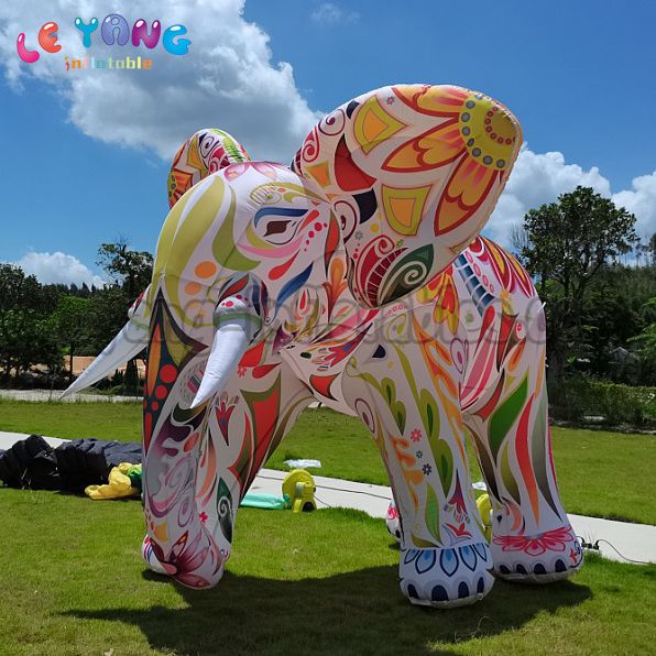充气大象花象气模商场广告卡通动物舞台布置仿真模型充气灯光卡通