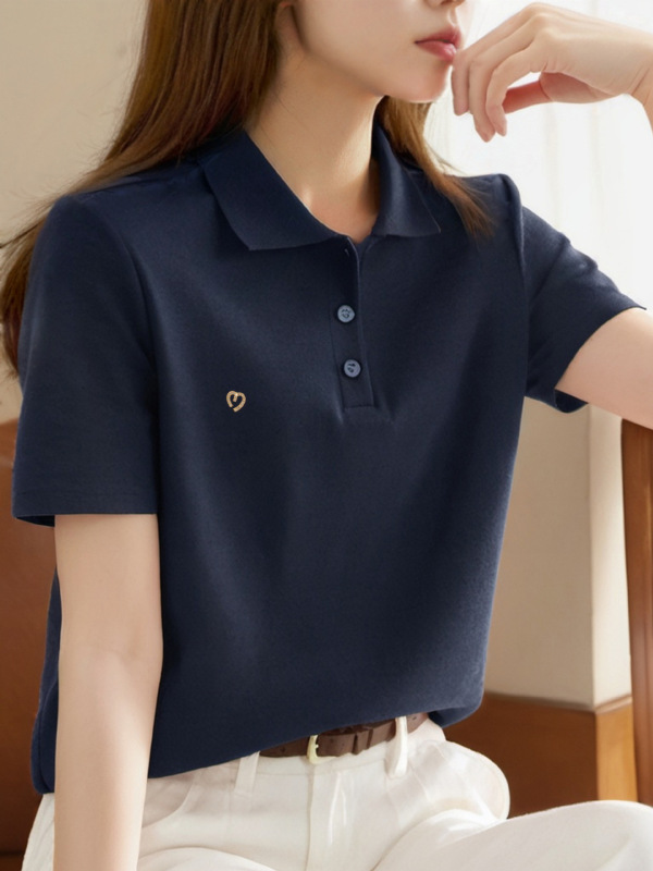 夏半袖poloシャツシンプルファッション減齢polo襟痩せtシャツ小大衆気質2025新型シャツ|undefined