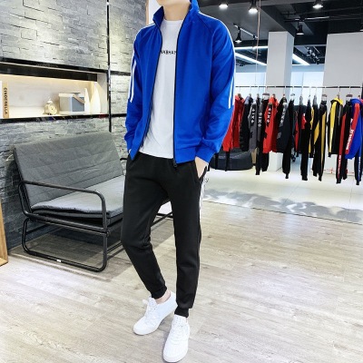Conjunto deportivo para hombre, para primavera y otoño, conjunto informal de dos piezas para correr, chaqueta juvenil moderna, traje de exportación, compra en grupo, estampado.