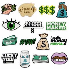 クロスボーダー漫画パーソナライズされたドルマネー刺繍布パッチアクセサリーコンピュータ刺繍バッジアイロン接着剤
