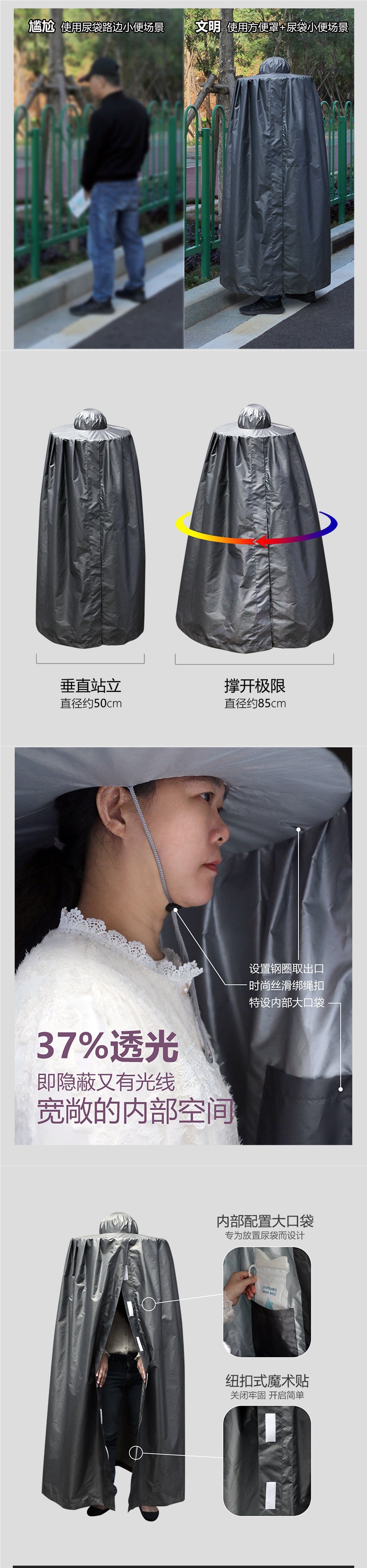 Portable Toilet, High-Speed Urinal, Car Urinal Bag, Disposable Emergency Toilet for Men and Women, Convenient Cover