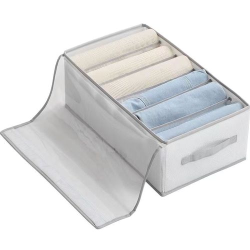 PVC Mesh Bag Pants Organizer with Lid, Separated Clothes Storage Box, Household Drawer Style Wardrobe Organizer