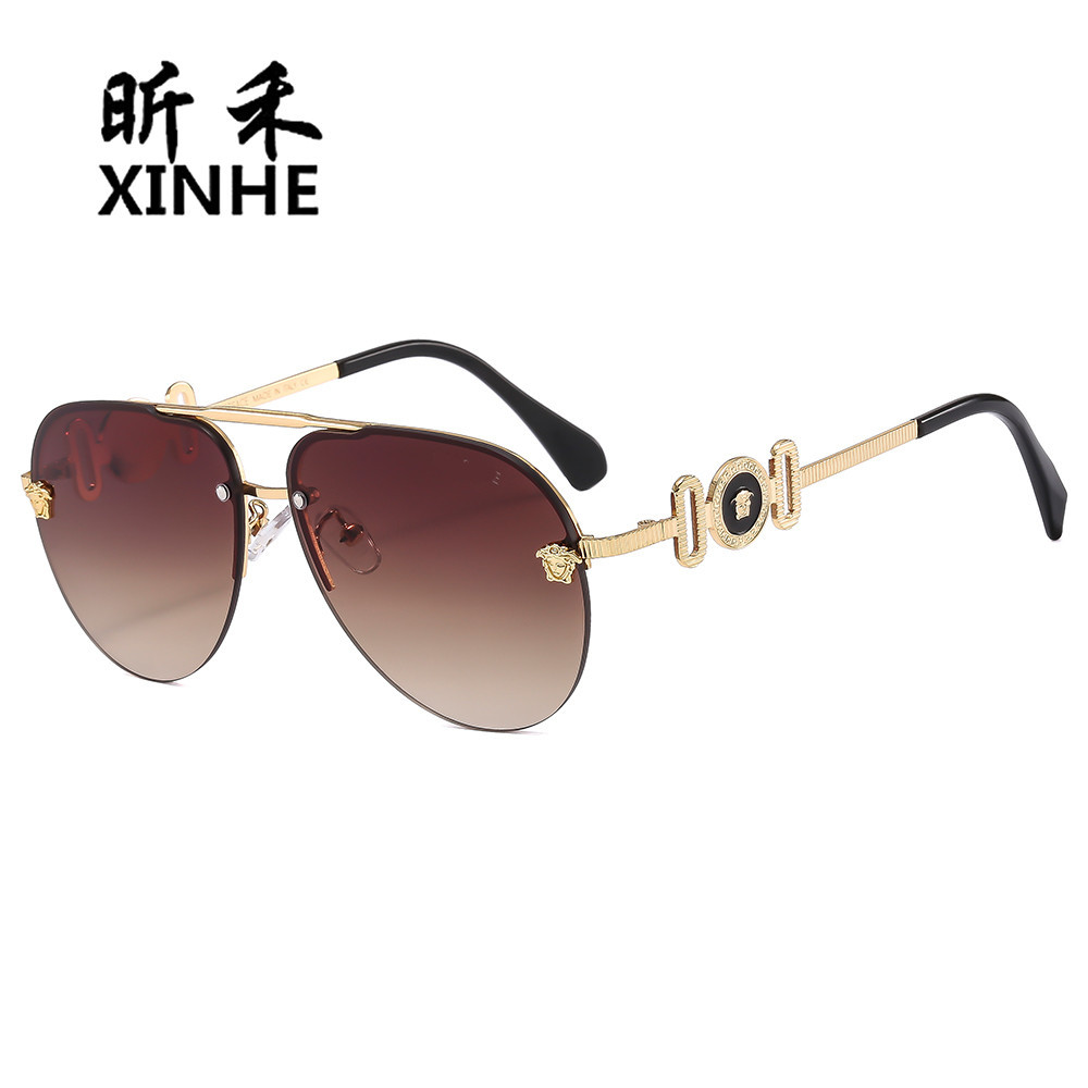 新款范家人头像蛤蟆太阳镜美杜莎水印镜片墨镜金属镜腿双梁眼镜