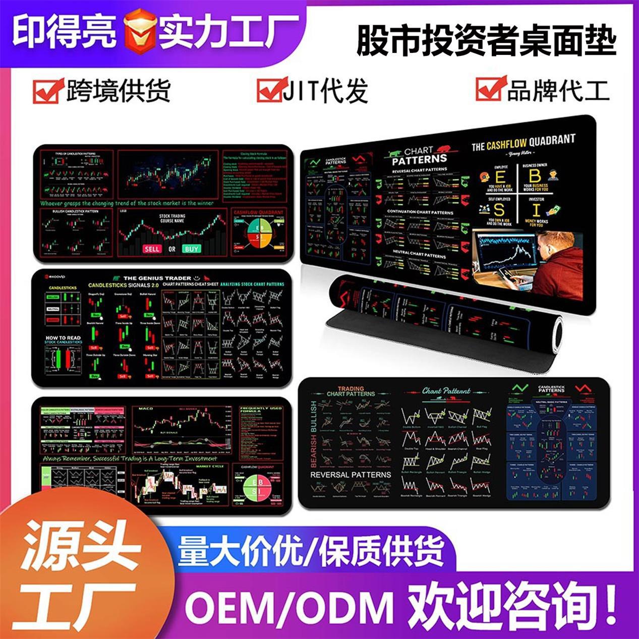 Almohadilla de ratón de gran tamaño para inversores en acciones, resistente, antideslizante, con borde bloqueado, gruesa y fácil de limpiar, para oficina